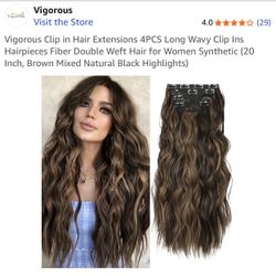 Hair Extensions 20in Brown/black Highlights 