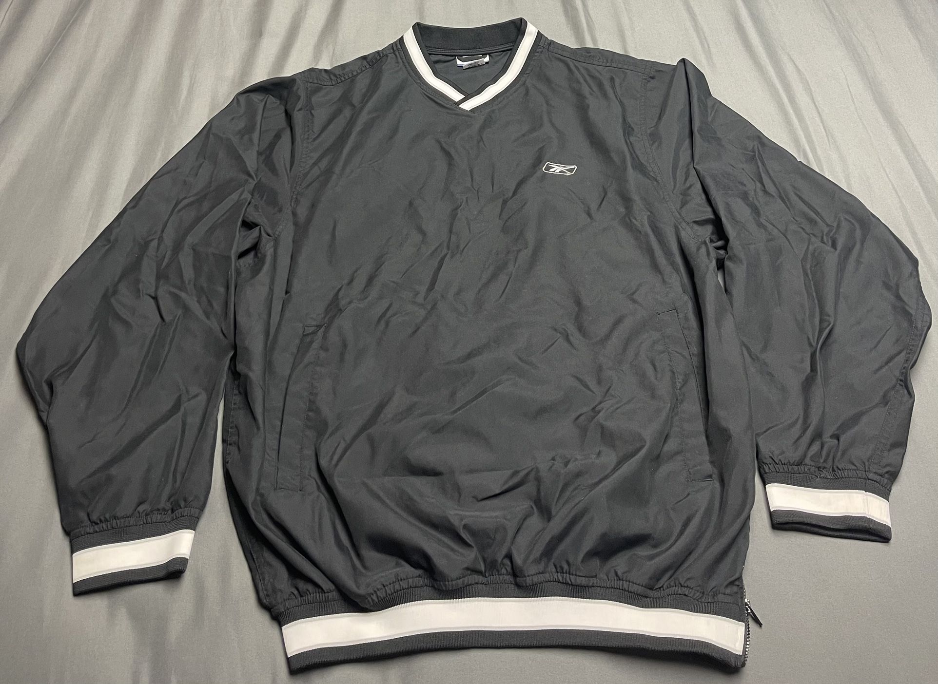 Men’s Reebok Windbreaker Pullover Black Jacket - Size Medium (READ DESCRIPTION)