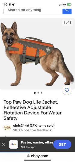 Large Top Paw Life Jacket Like New