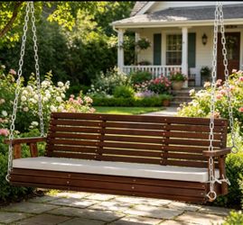 Classic wooden porch swing