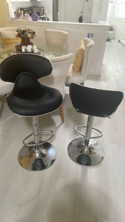 Pair of leather black barstools