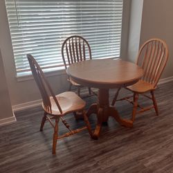 Oak Dining Table With Three Chairs