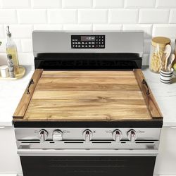 Noodle Board Stove Cover with Handles for Electric, Gas Stove Top Acacia Wood