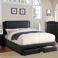California King Black Tufted Bed With Orthopedic Mattress 