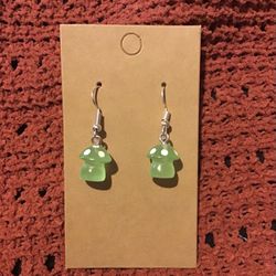 Green Mini Mushroom Earrings 