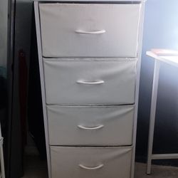 Set Of 2 White 4-Drawer Fabric And Metal Dressers