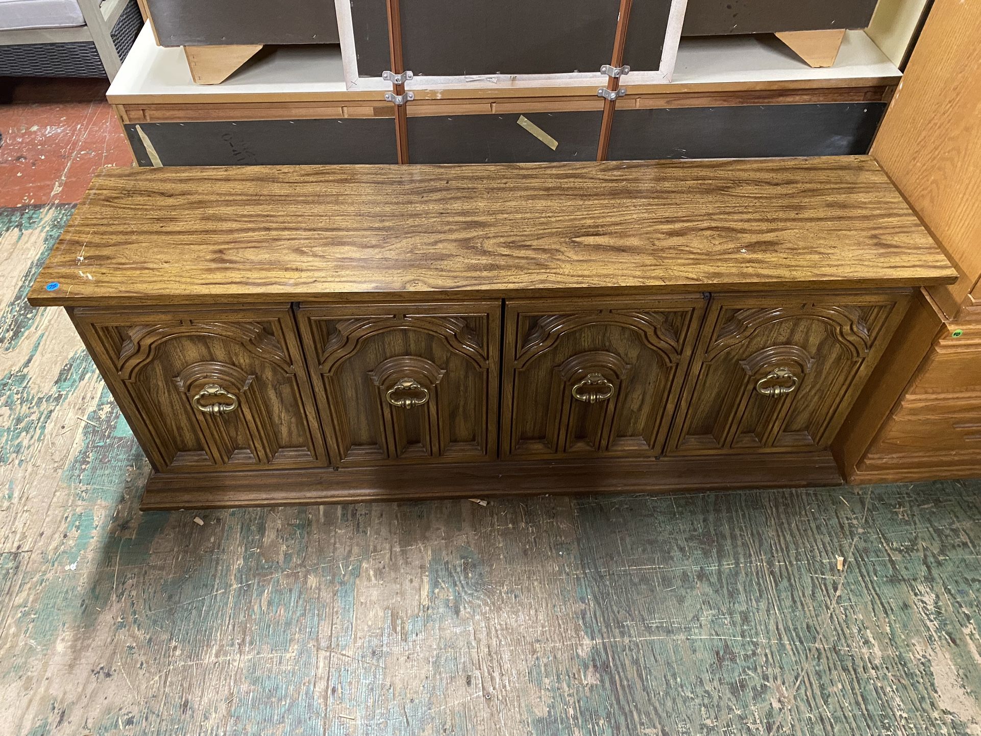 Brown 2-Door 2-Shelf Cabinet Hutch $75 64” x 17” x 26”
