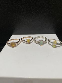 Sterling Silver Opal Rings With Quartz Accent