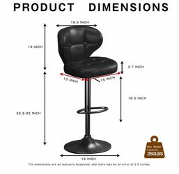 Black Adjustable Swivel Bar Stools - set of 3