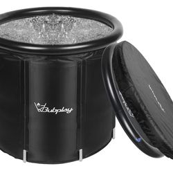 (4444-20) Ice Bath Cold Plunge Tub with Cover for Indoor Outdoor for Recovery, Cold Water Therapy, Athletes & Adults -105 Gallons, Black, XL