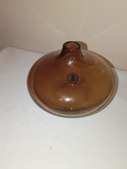 AMBER GLASS ROUND SHORT BUD VASE