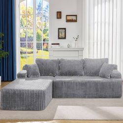 Hobestluk Boneless Couches Modular Sectional Sofa L-Shape Oversized Chaise Memory Foam,Washable Cover,No Assembly,Non-slip,3 Seater Sectional Couch fo
