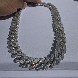 Silver 20mm 22inch Iced Out Cz Cuban Link Chain