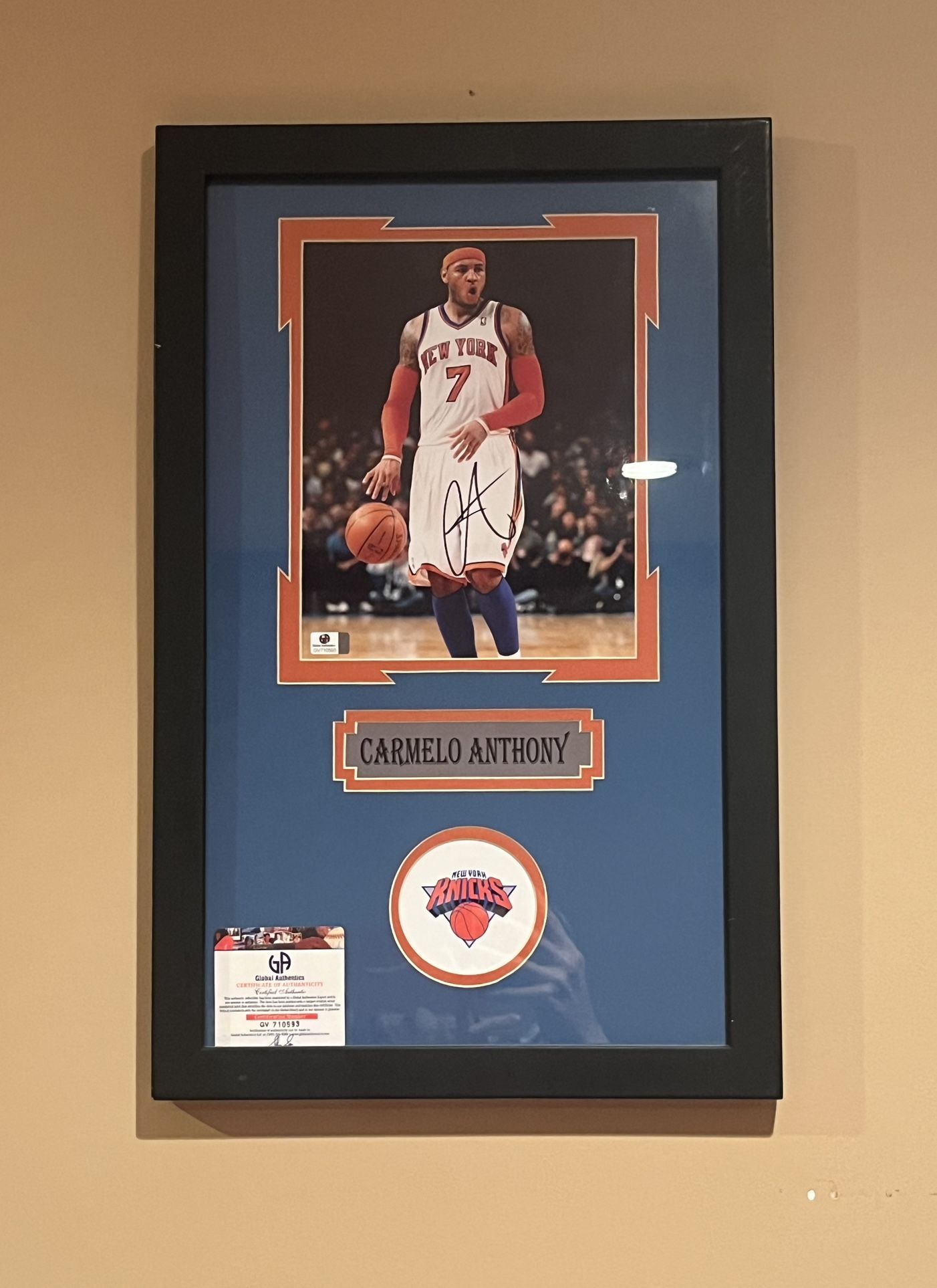 New York Knicks Carmelo Anthony Signed Plaque w/ COA
