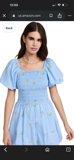 English factory smocked  mini dress blue size small new