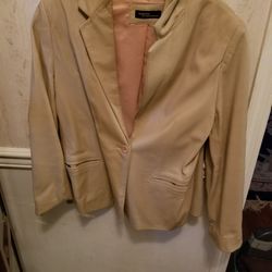 Ladies Beige Leather Jacket