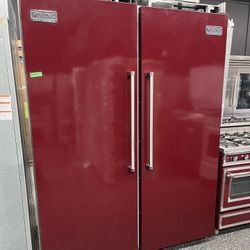Viking Professional Red Built In 60” Fridge & Freezer Column Set