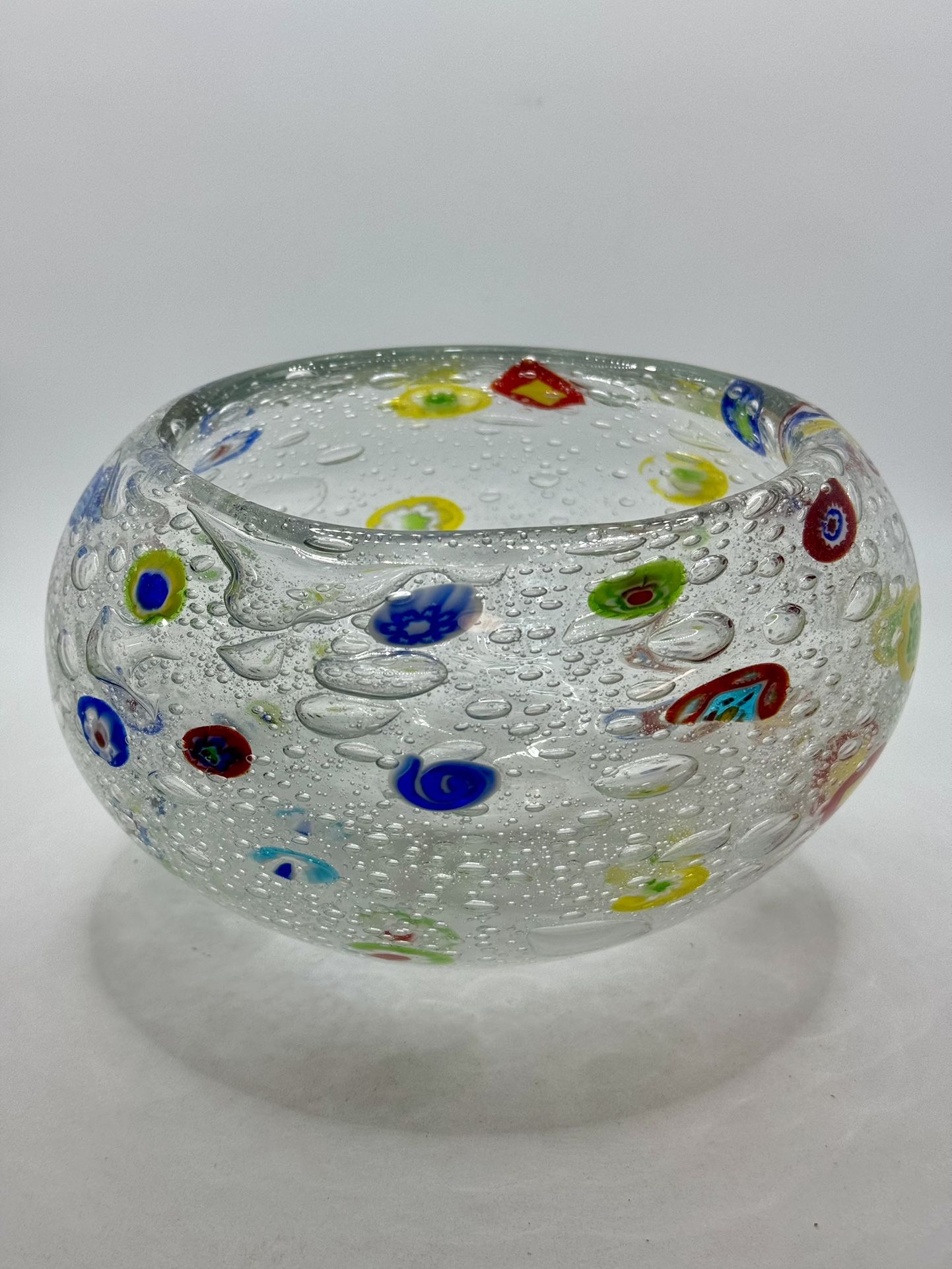 Vintage Murano Bullicante Millefiori Glass Bowl