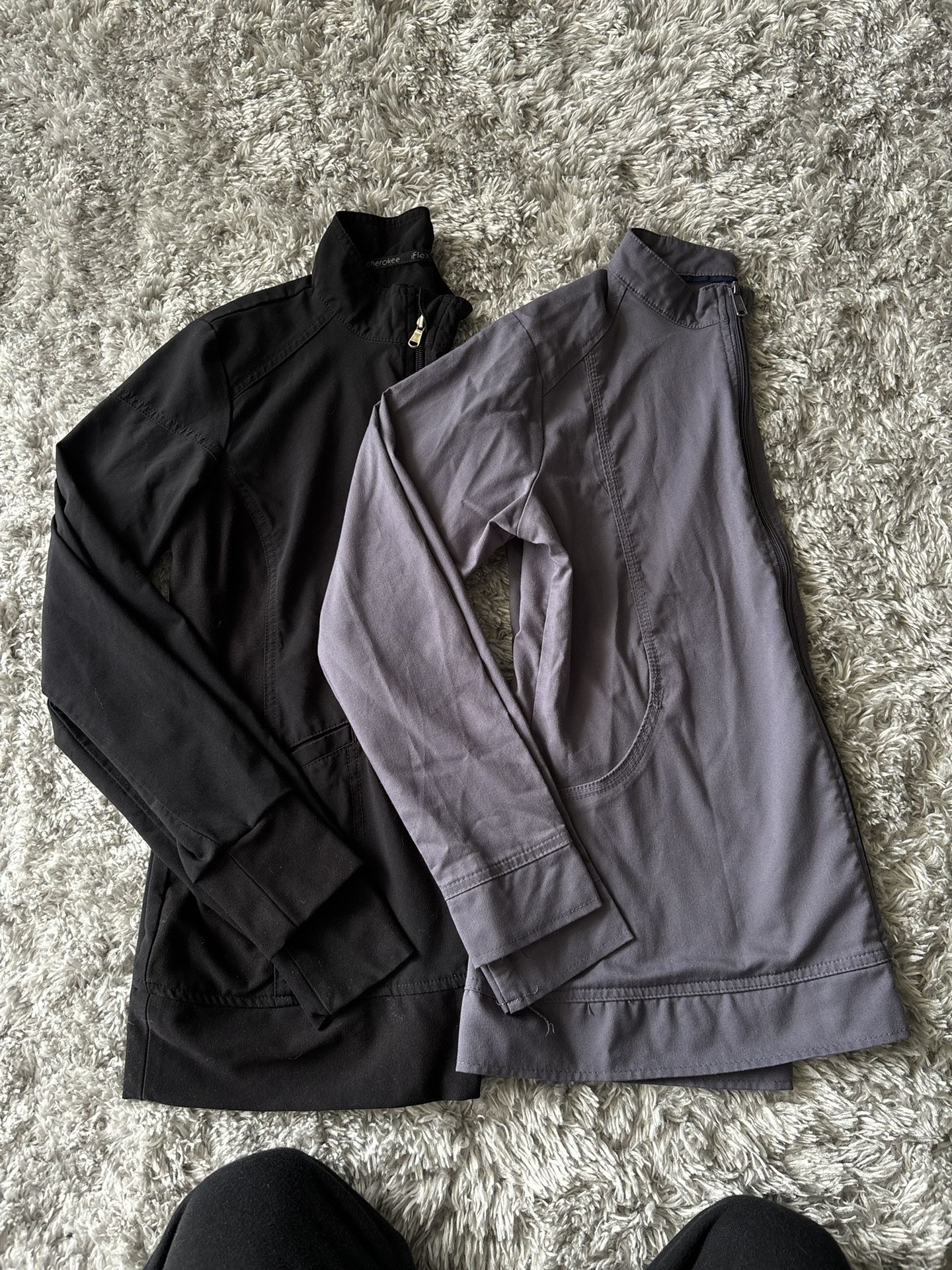 2 SCRUB JACKETS size XS & S