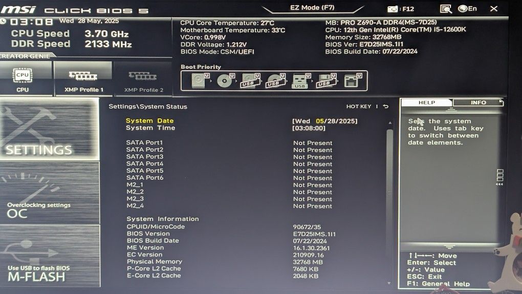 Intel 12600k, Msi Z690 Ddr4 Ram Pc Combo
