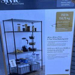 Style Selections 5-Tier Black Metal Utility shelving unit with Wire Shelves ( 47.7-in W x 18-in D x 72-in H)