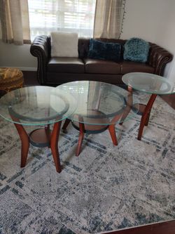 Glass top Coffee table with two side table