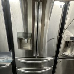 Kenmore 3 Door Stainless Steel Refrigerador Works Like New 