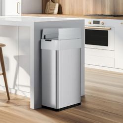 13.2 Gallon Touchless Motion Sensor Trash Can – Stainless Steel, Automatic Lid