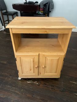 Pine Wood Cart with Cabinet