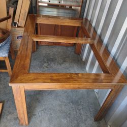 Solid wood glass top dining table with 6 chairs