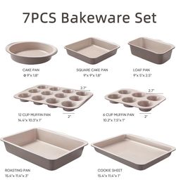 CARROT Set of 7 baking molds, yellow and whit, sets of non-stick utensils Cookie sheets, muffins, bread, cakes, bread, grill, easy release, ovenproof