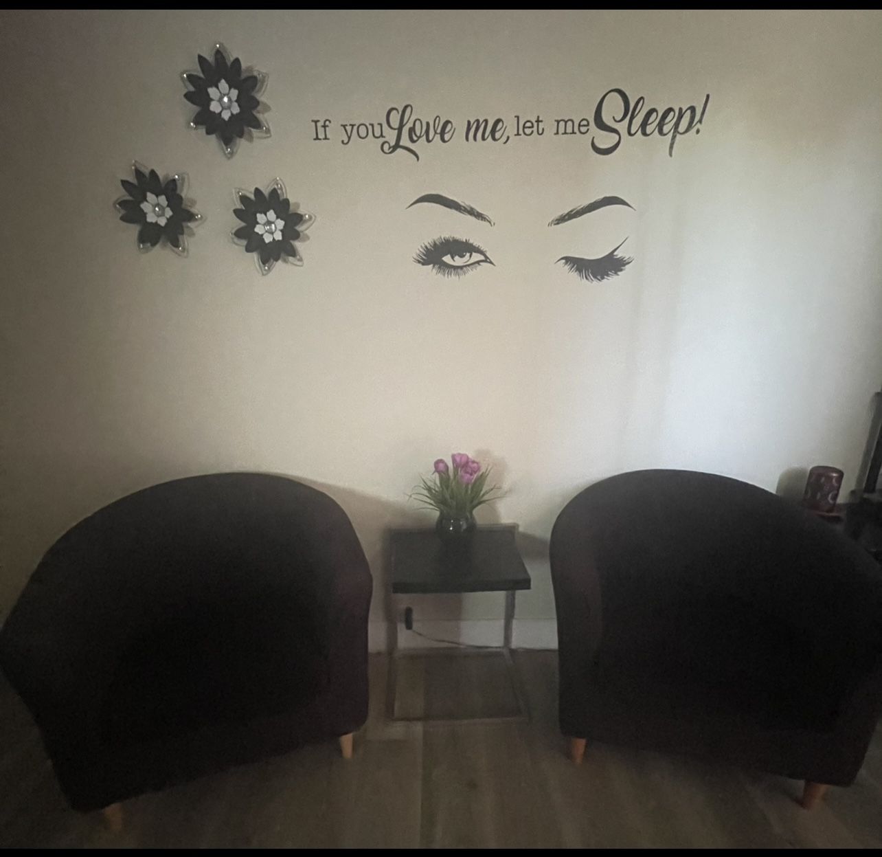 Black Armchairs With Small Table
