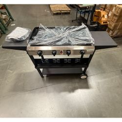 4 Burner Portable Propane Griddle with Electronic Ignition, 40,000 BTU Rolling Flat Top Gas Grill with Nonstick Enameled Tray, Fully Assembled 