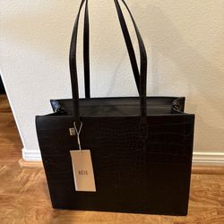 Brand new with tag  BEIS The Work Tote  in Black Croc