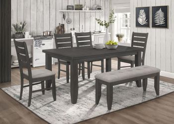 6-Piece Gray Dining Table Set with Bench New in Box