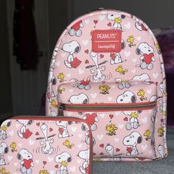 Loungefly Peanuts Snoopy & Woodstock Valentine's Day Mini Backpack and Wallet