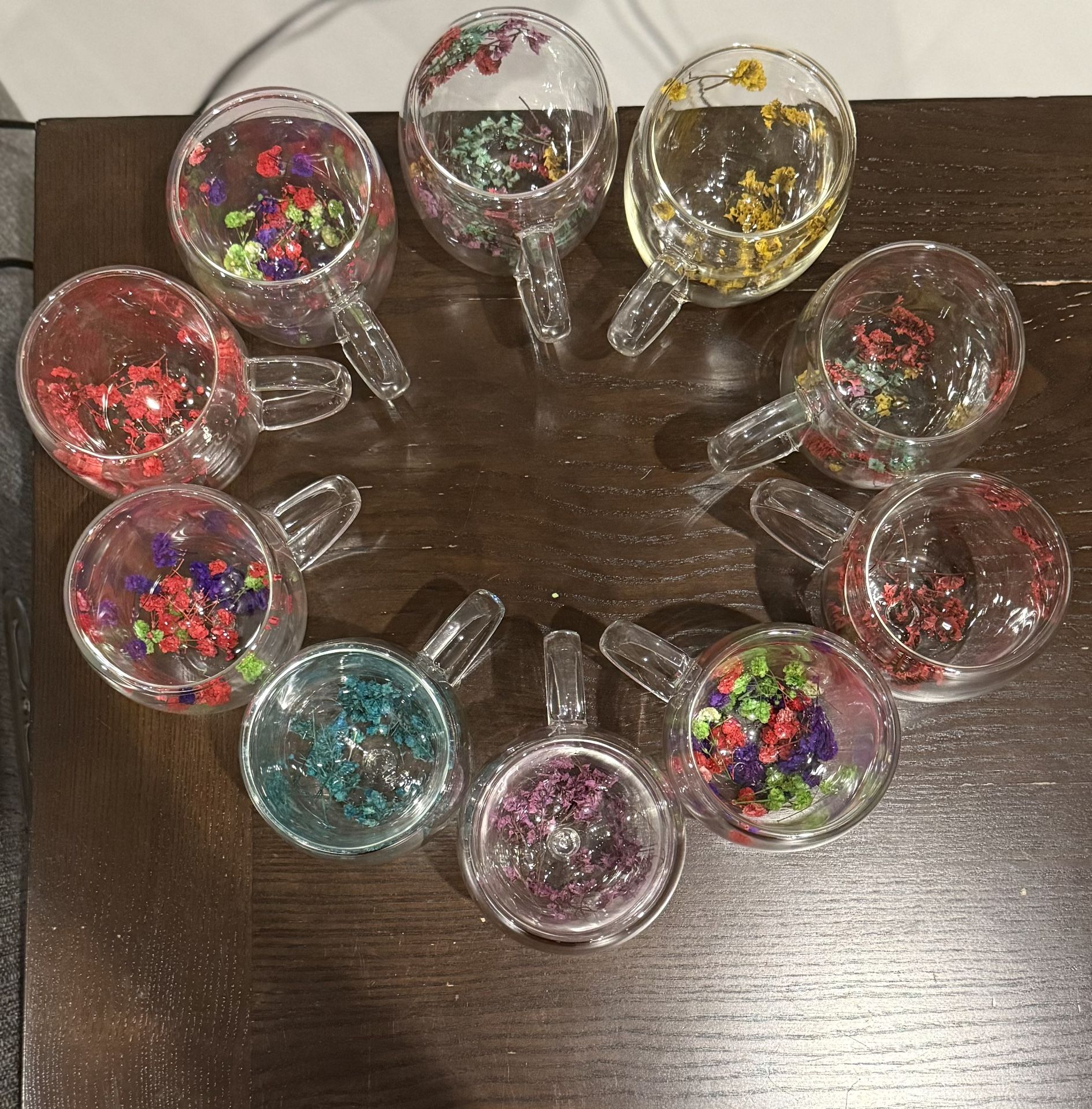 Glass Dried Flower Latte Cups. 