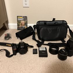 Nikon D5500 Camera Bundle Nikkor 18-55mm f/3.5-5.6G lens 55-300mm f/4.5-5.6G lens Case Battery