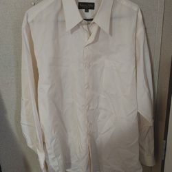 Roberto Villini Dress Shirt Mens 17 34/35 Light Yellow Vintage 100% Cotton
