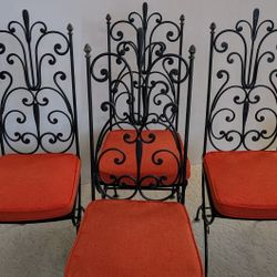 Vintage Gallo Iron Works Brooklyn NY Wrought Iron Chair, Set of 4