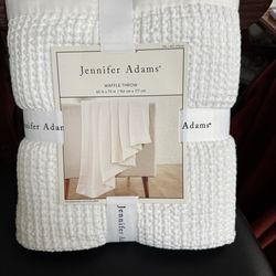 Blanket Jennifer Adams Cotton Waffle Throw 60in x 70in(White)