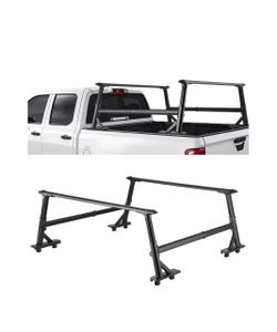 VEVOR Truck Ladder Rack, 21-31.5 in Height, Adjustable Non-Drilling Aluminum Cargo Rack with Sidebar, 800 lbs Static Capacity, Ideal for Canoes, Surfb
