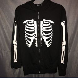 Romwe Skeleton Black Medium Zipper Hoodie