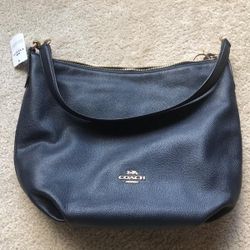 New Navy Coach Leather Bag