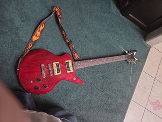 Dean Electric Guitar Red with Flame Strap