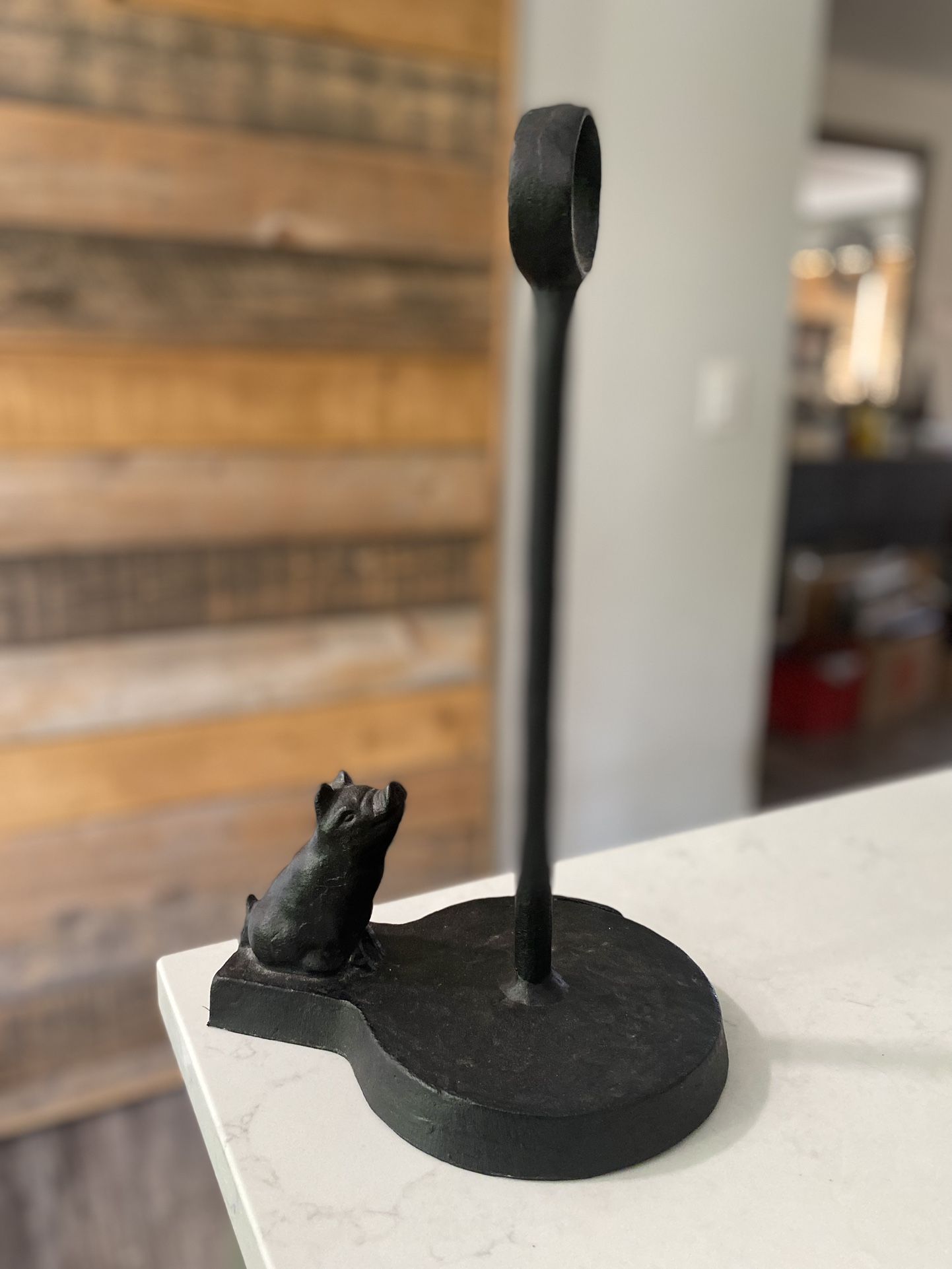 Pottery Barn Blacksmith Pig Paper Towel - Vintage Holder Cast Iron Look - SOLID