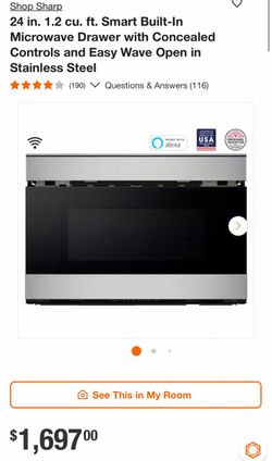 Shop Sharp 24 in. 1.2 cu. ft. Smart Built-In Microwave Drawer with Concealed Controls and Easy Wave Open in Stainless Steel