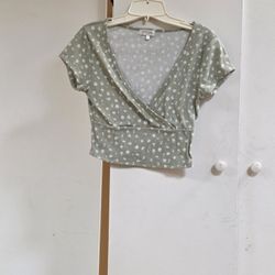 Green Floral Crop Top