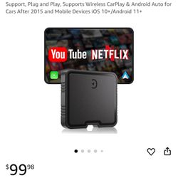 Wireless Car Adapter 2025 AI Box with Video Playback & TF Card Support, Plug and Play, Supports Wireless CarPlay & Android Auto for Cars After 2015 an