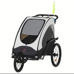 Aosom Bike Trailer for Kids 3 In1 Foldable Child Jogger Stroller Baby Stroller Transport Carrier with Shock Absorber System Rubber Tires Adjustable Ha